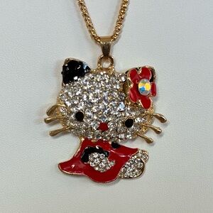 NWT Betsey Johnson Hello Kitty Crystal Pendant Necklace